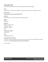 Performance of African Bush Elephants (Loxodonta Africana) on a Cooperative Task